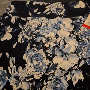 Floral A-Line Skirt Set in Navy and White